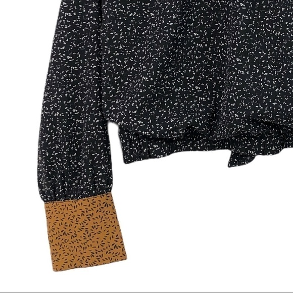 Lucca- Brown / Black Collared Front Button Blouse - Picture 7 of 9